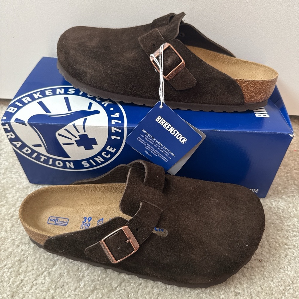 Birkenstock Brown Suede Clogs - Picture 3 of 4